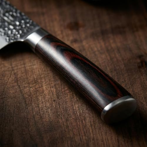 imarku 7 Inch Nakiri Knife - Black with Espresso Brown High Carbon Stainless Steel Veggie Chopper
