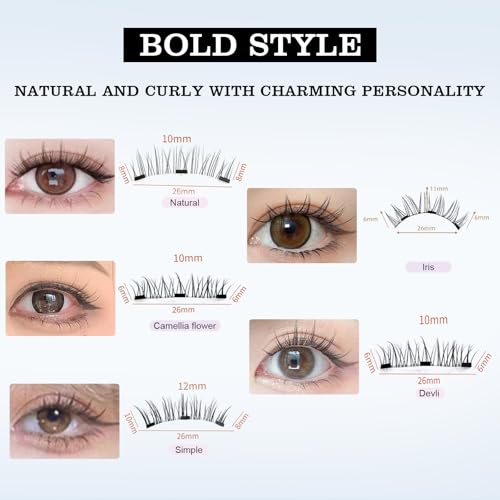 Hunnyfit Magnetic Lashes,2026 New Magnet Eyelashes with Applicator Natural Look,No Glue Needed Reusable Eyelashes Kit for Women(02+03+06)