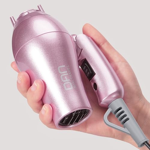 Travel Compact Folding Dual Voltage Hair Dryer with Concentrator & Diffuser - Black