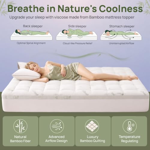 Queen Mattress Topper Pillow-Top 1200 GSM - Bamboo Viscose Comfort (Queen)