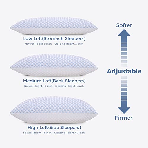 OSBED Queen Shredded Memory Foam Pillow Set of 4 with Cooling & Adjustable Support