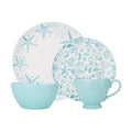 Pfaltzgraff Venice 16-Piece Stoneware Dinnerware Set for 4 - Coastal Aqua & White
