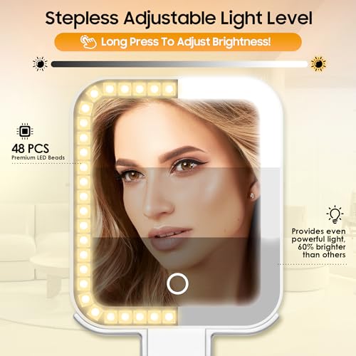 B Beauty Planet White Travel Makeup Mirror with Lights, 1X/30X Magnification & Adjustable Brightness