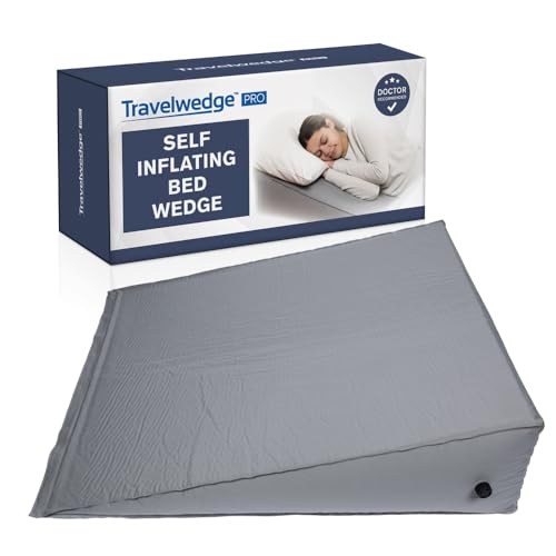 Self-Inflating Travel Bed Wedge Pillow - PRO 22 Inch Support for GERD & Reflux