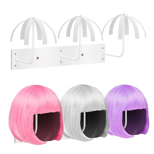 White Hanging Wig Stand Wall Mount for 6 Wigs - Organize & Shape Hair