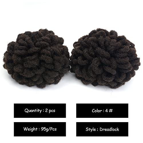 Yinmei Baibian 8 Inch 4# Dreadlocks Bun Ponytail Hair Extensions 2Pcs for Black Women