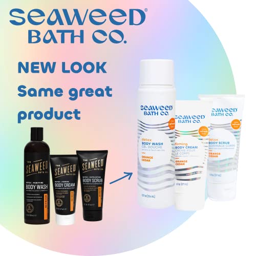 Seaweed Bath Co. Body Wash, Body Cream and Body Scrub Trio, 12 Ounce, 6 Ounce (Pack of 2), Orange Cedar Scent, Sustainably Harvested Seaweed