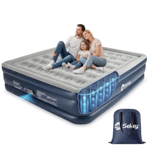 Sekey King Size 20" Raised Air Mattress with Built-In Pump - Grey/King