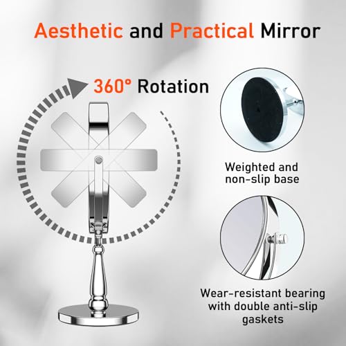 Silver 30X Magnifying Vanity Mirror with Stand - 8 Inch Double-Sided Makeup Mirror for Desk & Home