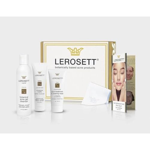 LEROSETT Acne Kit Includes Cleanser Moisturizer & Spot Treatment Mask Organic Calming Aloe & Clay Based, Clears Acne, Pimples, Blackheads & Breakouts, Vegan Acne Kit, For All Skin Types