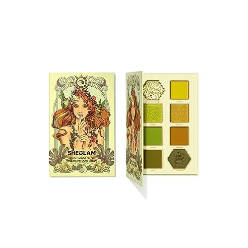 SHEGLAM Glitter Metallic Palette 8-Color High Pigment Green Gold Long Wearing Horoscope Collection Palette - Virtuous Virgo