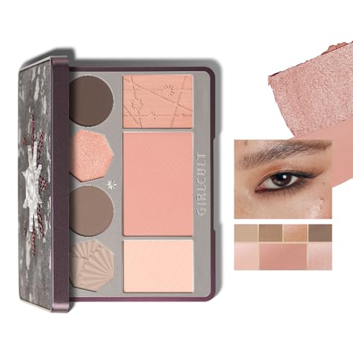 GIRLCULT All-in-One Makeup Palette, Full Face Makeup Palette with Eyeshadow Blush Bronzer and Highlighter, Matte and Shimmer Face Palette for Travel and Daily Makeup #06