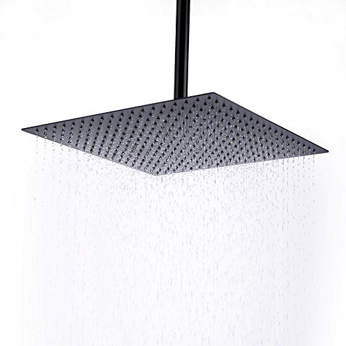 16-Inch Ultra Thin High Pressure Rain Shower Head Matte Black with Nozzles