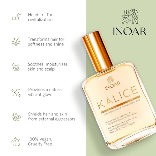 INOAR Kalice ?leo Essential Oil Blend Multi-Purpose Moisturizing & Regenerating Serum for Hair, Face & Body, 3.4 fl oz