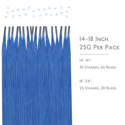 Blue Remy Human Hair Extensions I Tip Fusion 16 Inch 25g Natural Look