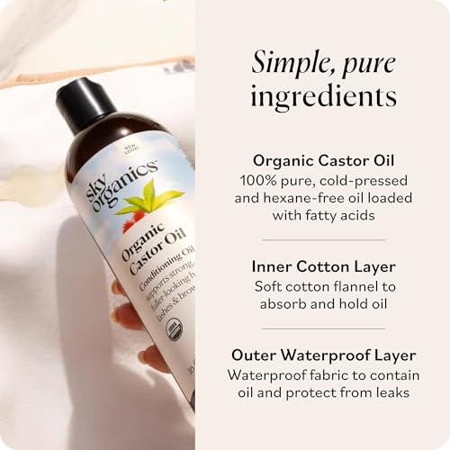 Organic Castor Oil Pack Wrap Set 16oz Reusable Body Wraps for Pain & Skin Care - Includes 2 Adjustable Oilproof Wraps & Wipes - Natural Healing