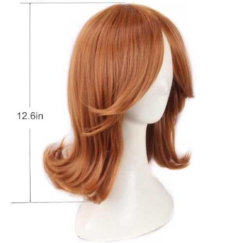 FWHWJ Cosplay Wigs for Women Retro 50s-70s Light Copper Flip Bob Party Costume