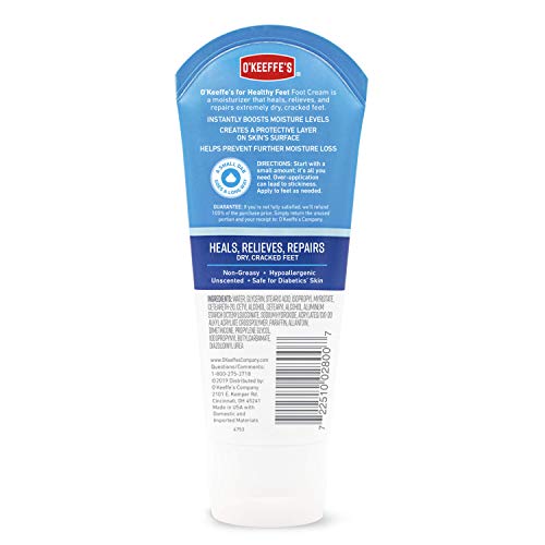 O'Keeffe's K0280004-4 Healthy Feet Foot Cream Tube (4 Pack), 3 oz