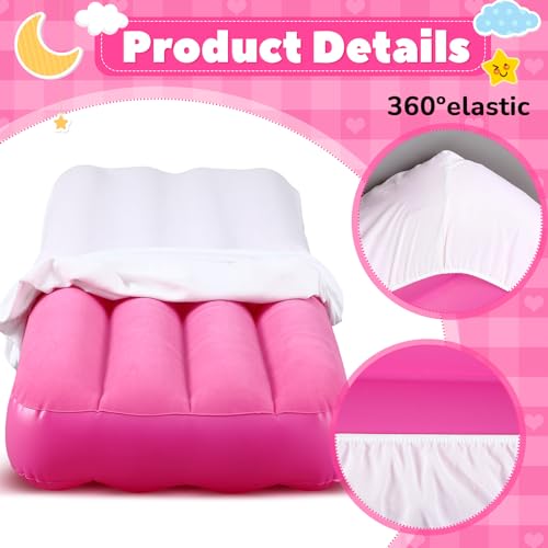 Kids Air Mattress Set 4 Pack with Fitted Sheets - White, Age 3-10 - Windyun