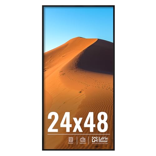 Black 24x48 Wall Picture Frame - HD Plexiglas for Vertical or Horizontal Display