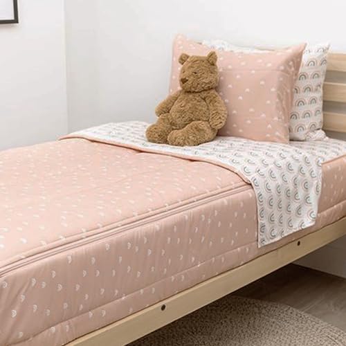 Kids Zipper Bedding Set - Peach Rainbow Toddler All-in-One Bed Cover