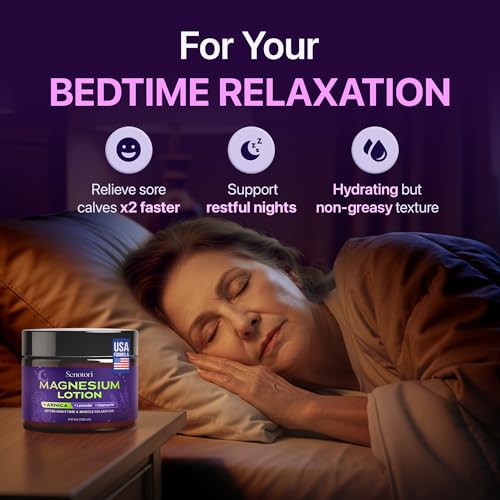 Nighttime Magnesium Lotion with Arnica & Lavender, Chamomile, Topical Magnesium Cream Body Butter for Bedtime, Muscle & Joints Recovery, Leg Stiffness - Relaxation Gift for Mom & Dad, Family