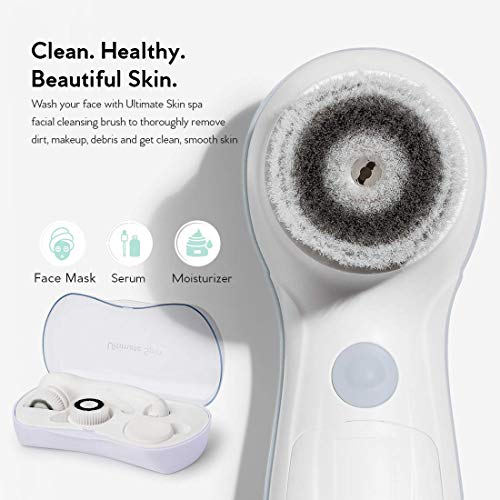 My Life My Shop Ultimate Spin Facial Cleansing Brush (Pink) Ultimate Skin Spa with 3 Interchangeable Face Brushes-Daily Cleansing, Exfoliating Brush, Silicone Brush&Protective Case