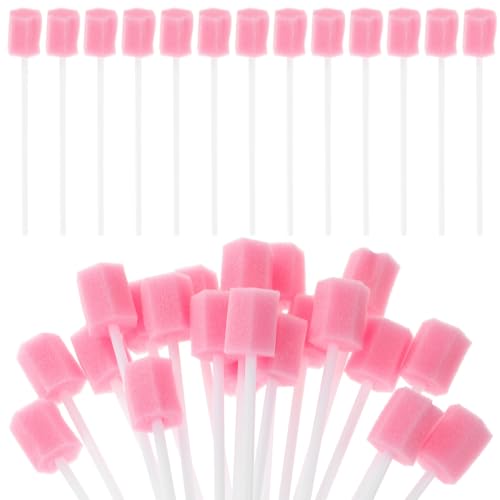 Healifty 200Pcs Pink Disposable Oral Swabs for Elderly & Baby Care