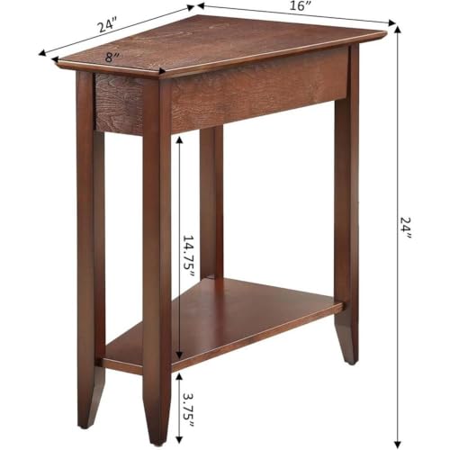 American Heritage Wedge End Table - Narrow Accent Side Table with Shelf, Espresso Finish
