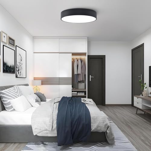 Black 18.1-Inch Dimmable 42W LED Ceiling Light Fixture Pendant Modern