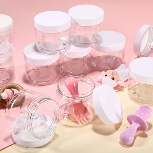 SATINIOR 36 Pack 10 oz White Plastic Jars with Lids, Airtight Reusable Cosmetic Containers