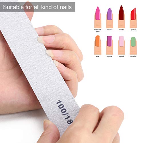100 Pack Nail Files for Acrylic Nails 100/180 Grit Double Sides Professional Buffers - Variation of THIS listing