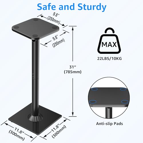 MOUNTUP Universal Speaker Stands Pair for Surround Sound Home Theater, 31" Height Floor Speaker Stands Max 22LBS, Bookshelf Studio Satellite Speakers Fit Klipsch Polk Yamaha, Non Slip Pad Easy Install