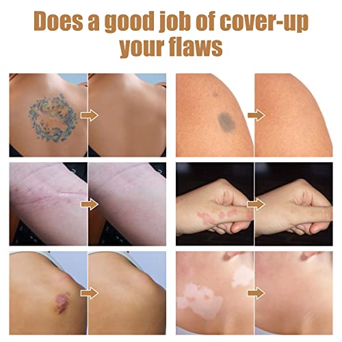 Tattoo Cover Up Makeup, Invisible & Natural Skin Concealer Set, Waterproof Makeup Cover Cream for Tattoo, Scars, Vitiligo and Dark Spots, Use on Body (2¡¿0.7 ounce)