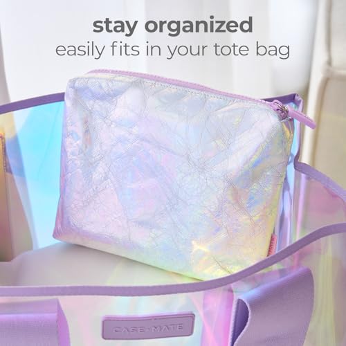 Iridescent Crinkle Makeup Bag - Water-Proof Tyvek Cosmetic Organizer