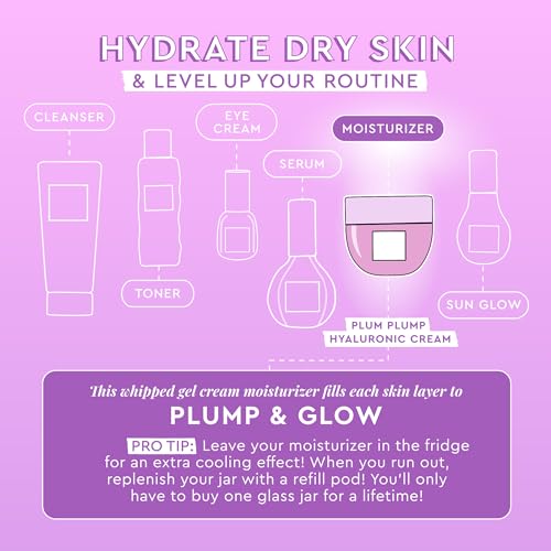 Refillable 50ml Hyaluronic Acid Face Moisturizer with Plumping Peptides — Glow Recipe Plum Plump, Korean Skin Care