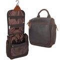 Masa Kawa Brown Leather Travel Hanging Toiletry Bag for Men – Large