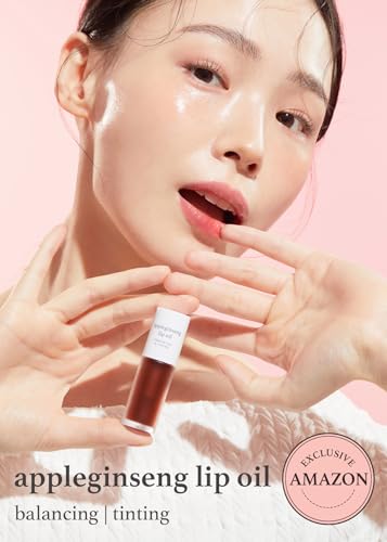 Korean Vegan Lip Oil Set - Appleblacktea & Appleginseng, Hydrating & Plumping, 0.12 Fl Oz Each