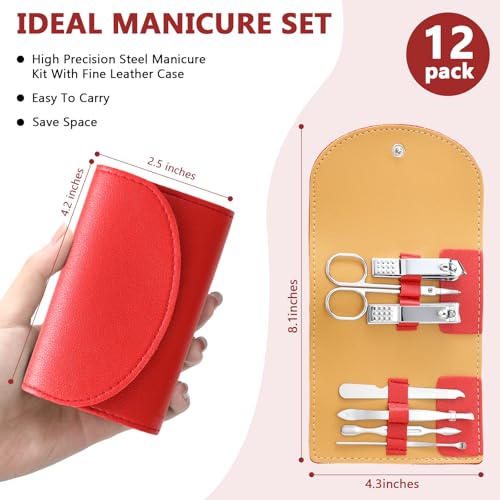 Lanties Red 12-Piece Mini Manicure Set 7-in-1 Nail Clipper Kit for Hands & Feet