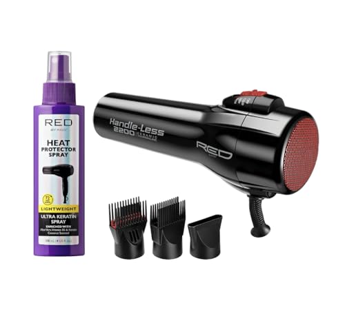 Professional 2200W Ceramic Tourmaline Hair Dryer with Comb Attachments & Heat Protector