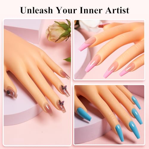 Wilfniee White Rubber Nail Practice Hand Kit for Acrylic Nails Beginners
