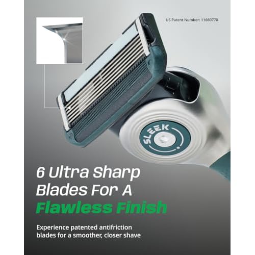 DORCO SLEEK - Six Blade Razor System with Multi-Flex technology Refill Set, Precision Shaving Razor Replacement Cartridge (12 pack)