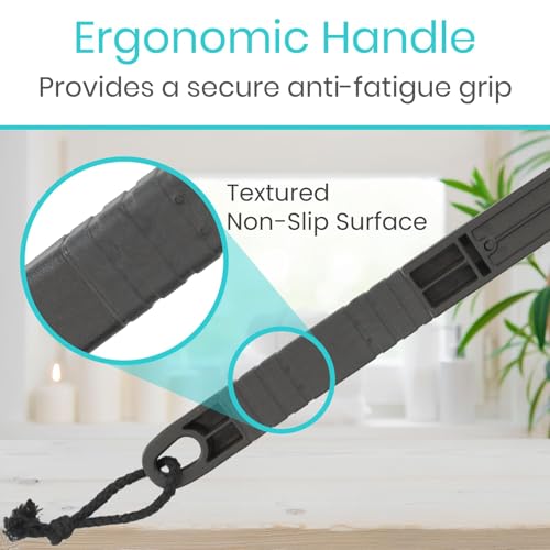Vive Interchangeable Long Handled Loofah on a Stick - Black Mesh Back Sponge, Reusable