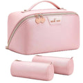Travel Makeup Bag Organizer for Women with Detachable Pouches, Water-Resistant Leather