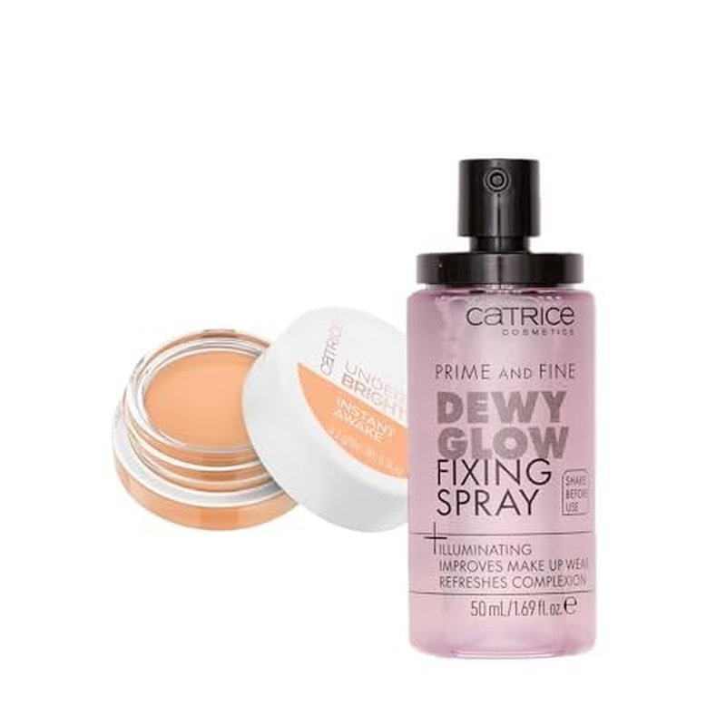 Catrice | Prime & Fine Illuminating Dewy Glow Spray & Under Eye Brightener 020 Bundle | Full Coverage Makeup | Vegan & Cruelty Free