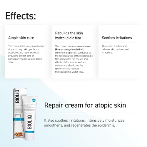 Bioliq Dermo Repair Body Cream for Atopic Skin - Alleviates Irritation, Hydrates, and Regenerates with Sweet Almond Oil for Moisturization - 50 ml
