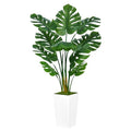 ASTIDY White 5ft Artificial Monstera Deliciosa Plant in Tall White Planter – Real-Look Faux Indoor Tree