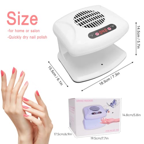 Air Nail Dryer 300W Infrared Sensor 2-in-1 Hot Cold Air Nail Polish Dryer - White