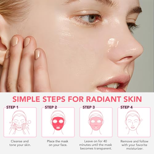 Collagen Face Mask Overnight, Collagen Real Deep Mask, Face Masks Beauty, Hydrating, Pore Minimizing, Brighten Skin Tone, Elastic Skin, 4PCS