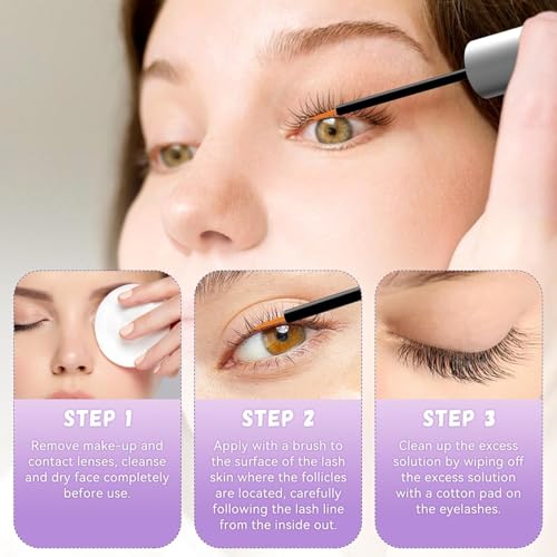 Eyelash Growth Serum with Gentle Formula for Longer, Thicker, Voluminous Lashes - Safe for Sensitive Eyes, Vegan, Natural & Cruelty-Free (5ml)
